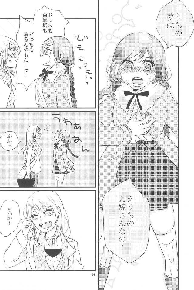 希とつきあいはじめてから、あのやわらかそうな唇にキスをしたらどんな感じなのかなと常に考えてばかりで身体を震わせるえりち！ついに我慢できなくなり二人きりになったときに不意打ちで唇を奪ったえりちがもっといやらしいこともしたいというと、それはお家に帰ってからなと言われいちゃラブ百合初体験♡