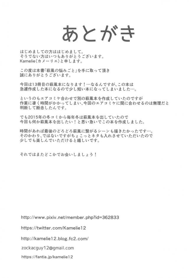 最近夜の提督が元気がなくてみんなに相談したらすっぽん料理を作ることになり、その中に知らない間にたっぷりと精力剤を入れられていて提督が元気になりすぎて暴走し、今までに見たことがないほど大きくなっているちんぽを差し出してきて激しくイラマチオされ、何度も中出しセックスされぐったりする萩風ｗ