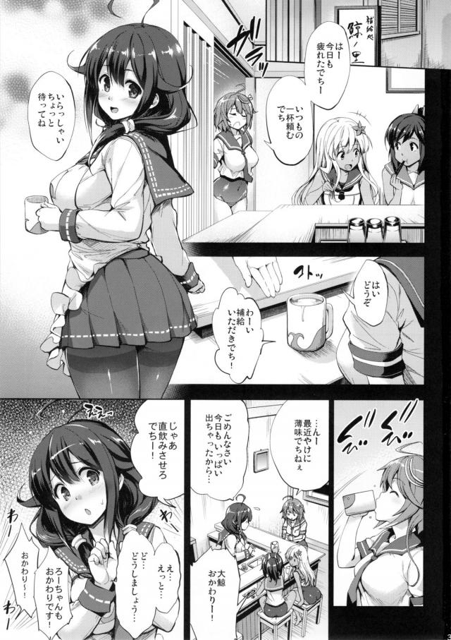 最近潜水艦の子たちの出撃が増えて、大鯨の母乳だけでは補給が賄えなくなってきて提督に出撃を減らしてもらうように訴えると、提督がいい解決法があると言って大鯨のおっぱいを揉み始める！トレーニングを続ければ母乳の生産性向上は間違いないと言われ、本当に母乳の出がよくなった大鯨が、どんどんエスカレートしていく提督についに孕ませセッ