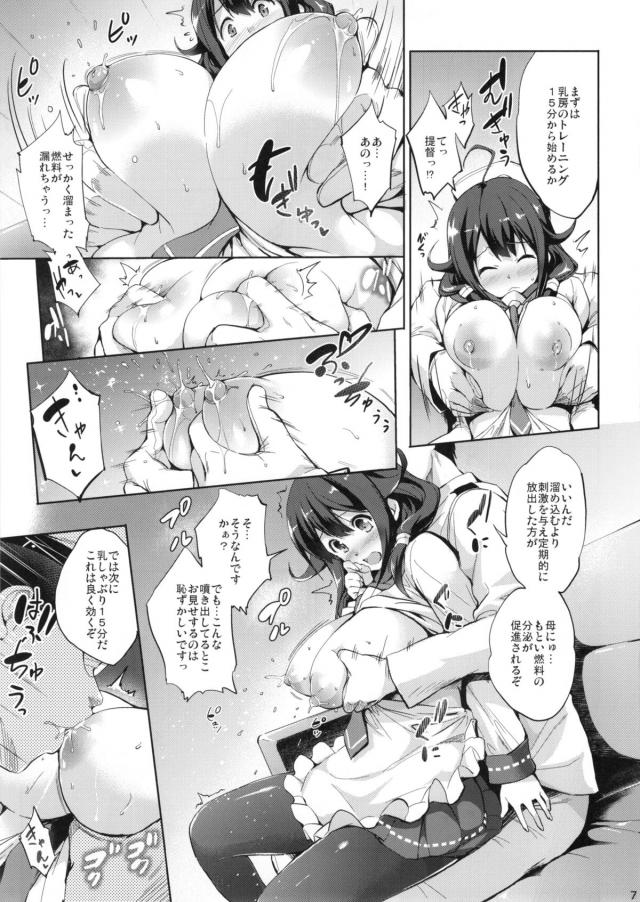 最近潜水艦の子たちの出撃が増えて、大鯨の母乳だけでは補給が賄えなくなってきて提督に出撃を減らしてもらうように訴えると、提督がいい解決法があると言って大鯨のおっぱいを揉み始める！トレーニングを続ければ母乳の生産性向上は間違いないと言われ、本当に母乳の出がよくなった大鯨が、どんどんエスカレートしていく提督についに孕ませセッ