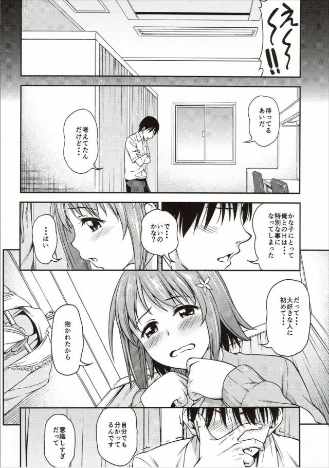 プロデューサーとエッチしてから意識してエッチな気分になっちゃうから、現場にもうついてこないでほしいとお願いするかな子。多分まだ一回だけで、意識するのが当たり前になっちゃえばいいとプロデューサーに言われて、ラブホに連れ込まれ激しく中出しセックスされたｗ