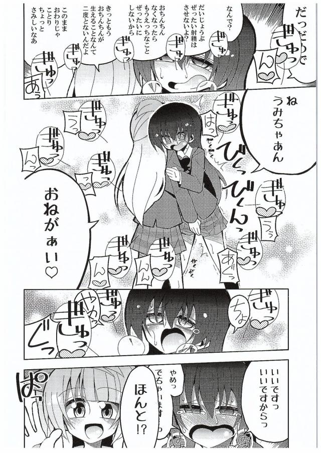 海未ちゃんにふたなりちんぽが生えてきて、一週間射精を我慢すれば治るのだが、ことりちゃんと穂乃果ちゃんとのセックスにハマり一週間我慢することができずちんぽが生えたまま3人で愛し合っているｗ