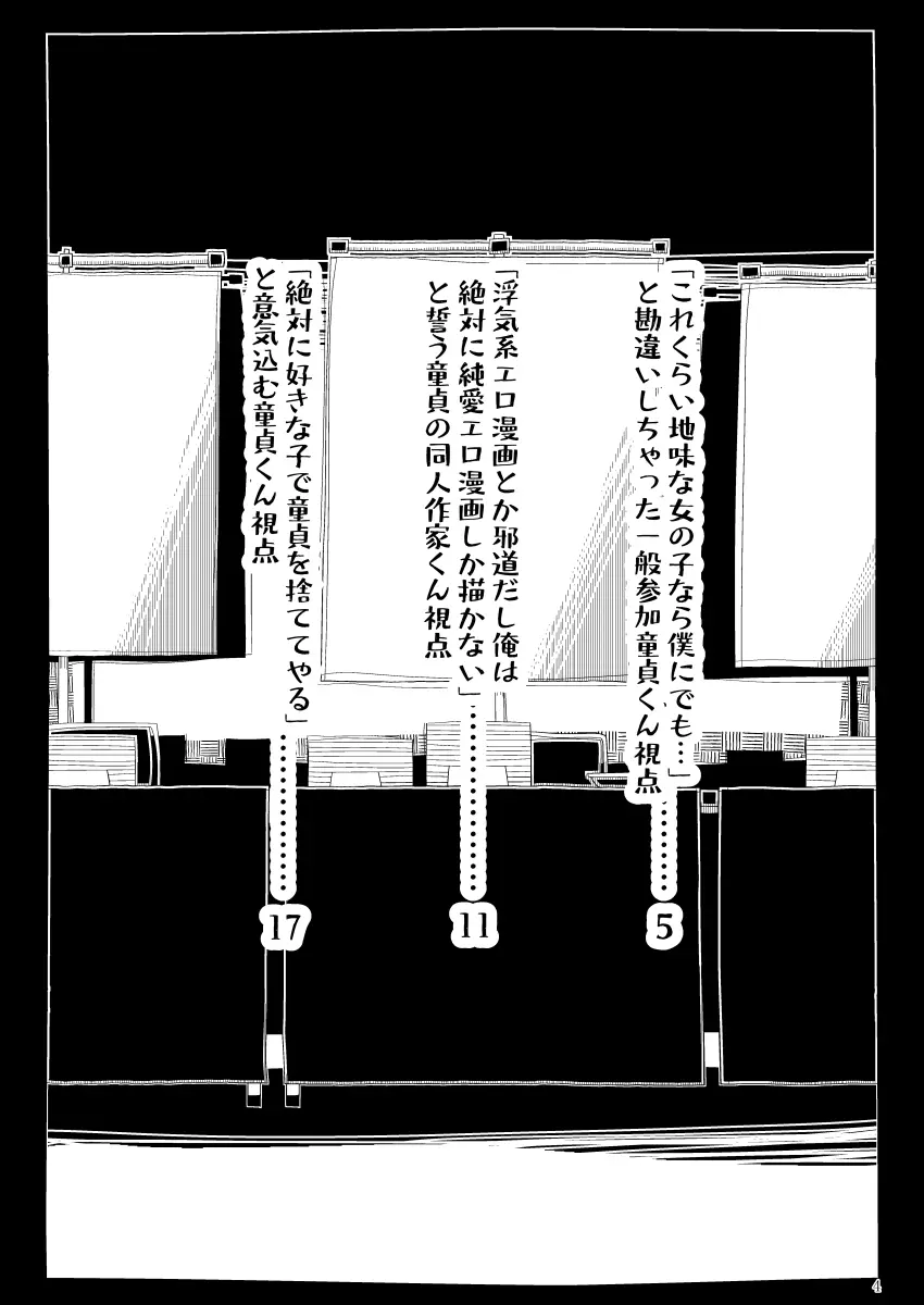 地味で大人しそうに見えて童貞を食べるのが趣味のわるい女の子同人作家ちゃんに性癖をダメにされる童貞くん達の話