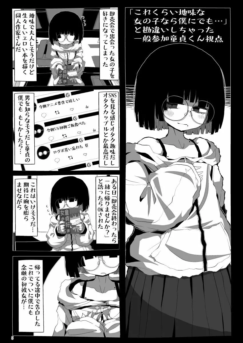 地味で大人しそうに見えて童貞を食べるのが趣味のわるい女の子同人作家ちゃんに性癖をダメにされる童貞くん達の話